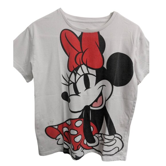 Disney White Minnie Mouse T-Shirt, Girl's XL (14-16), Red Polka Dot Dress - Picture 1 of 12